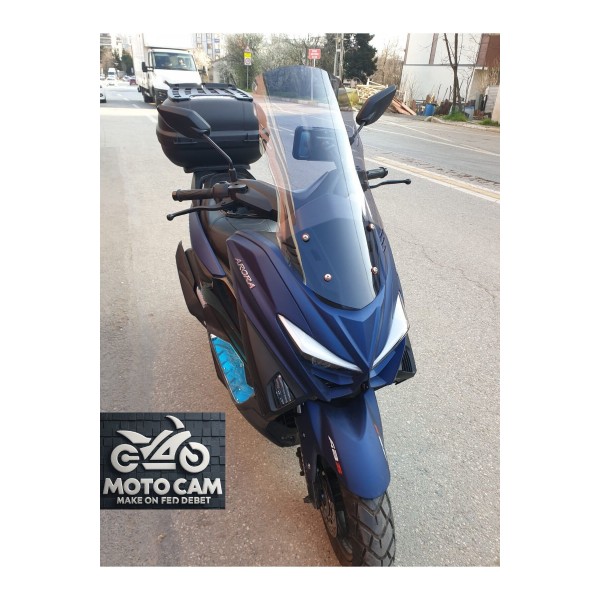 Arora Max T Easy 125 Ön Cam 2022 2025 Model 55cm Füme Renkli 4mm KISA SPOR CAM
