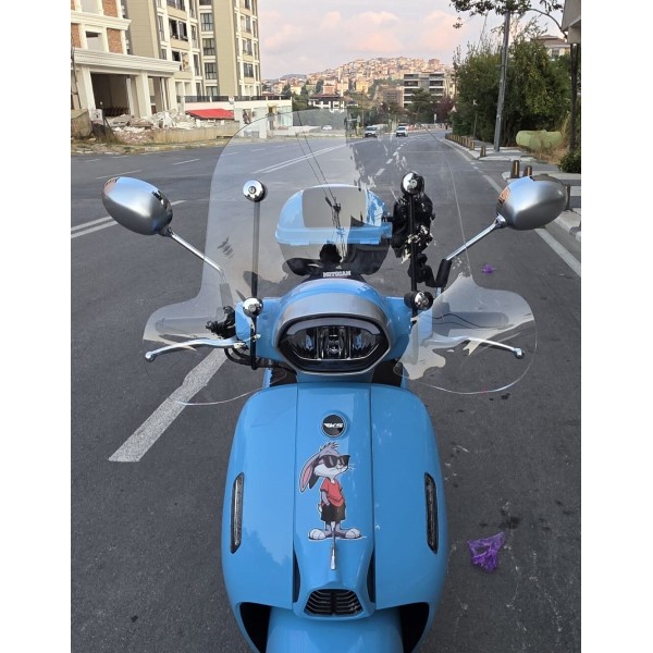 RKS LTR 125 Siperlik Ön Cam 2023 2025 Model 45cm Şeffaf Renkli 4mm APARATSIZDIR