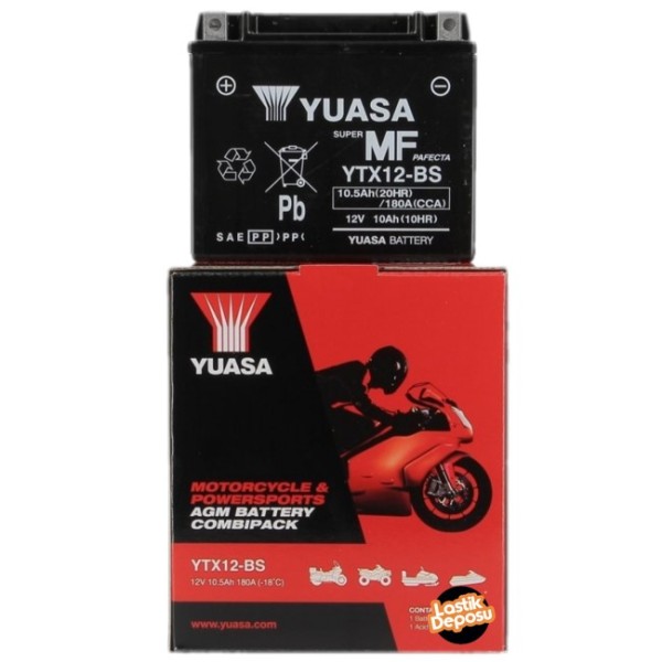 Kawasaki ZX7 ZX7R (1991 - 2003) Yuasa YTX12-BS 12V10 AH Bakımsız AGM