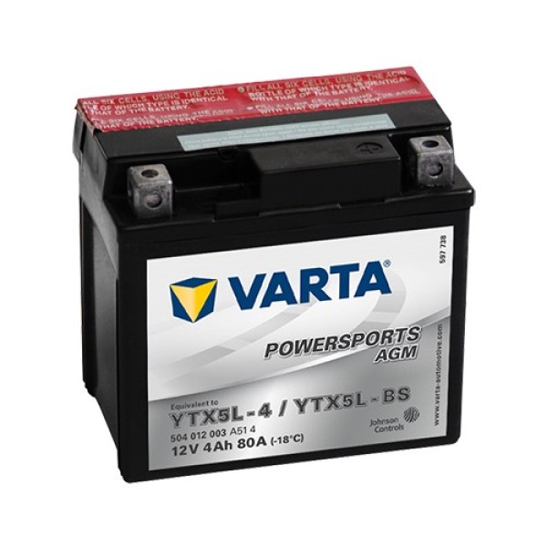 Varta YTX5L-BS 12V4AH Bakımsız AGM Motosiklet Aküsü
