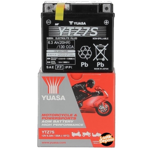 Yuasa Ytz7S Honda Crf250 L/X (2004-2018) 12V6Ah Bakımsız Motosiklet Aküsü