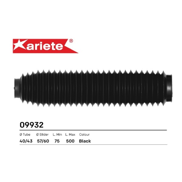 AMORTİSÖR KÖRÜĞÜ ÜST Ø 40/43 mm ALT Ø 57/60 mm UZUNLUK 75/500 mm (SİYAH)