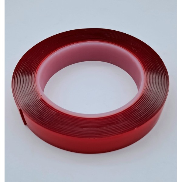 ÇİFT TARAFLI BANT 20MM * 5MT KIRMIZI ŞEFFAF (1 PAKET = 5 ADET)