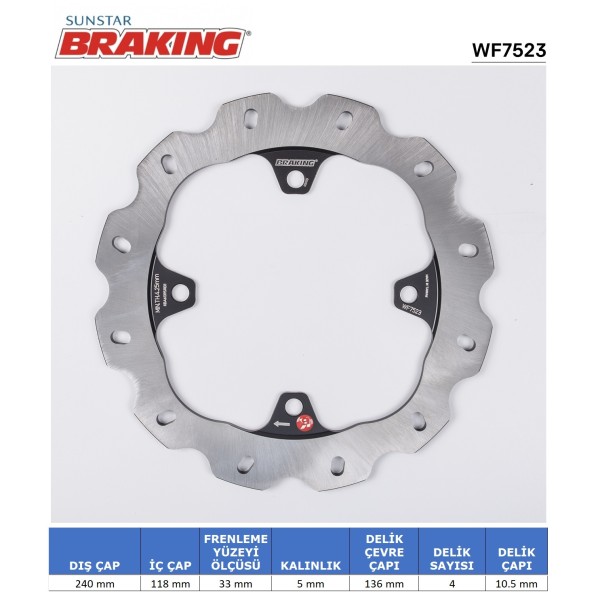 HONDA CB 500F-650F / CBR 500-650 DALGALI ARKA FREN DİSKİ HONDA CB 500F-650F / CBR 500-650 DALGALI ARKA FREN DİSKİ