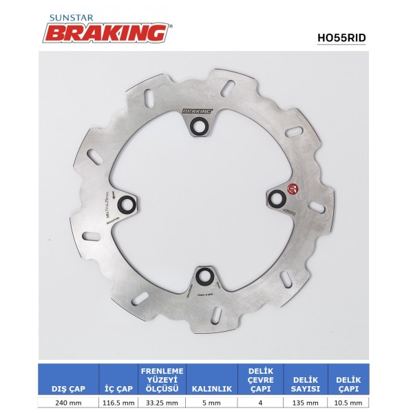 HONDA CBF 500-600-1000 / X-ADV 750 / CBR 600 F DALGALI ARKA FREN DİSKİ
