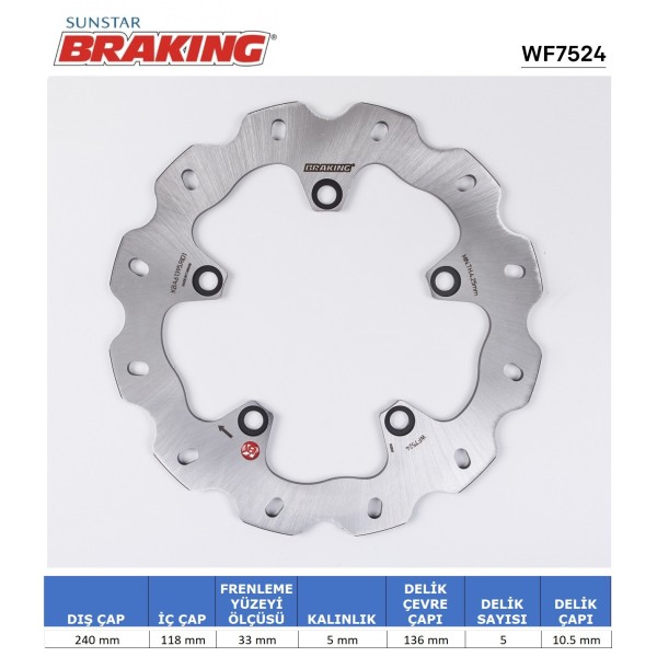 HONDA NC 700-750 / BMW G 310 R / GS DALGALI ARKA FREN DİSKİ HONDA NC 700-750 / BMW G 310 R / GS DALGALI ARKA FREN DİSKİ