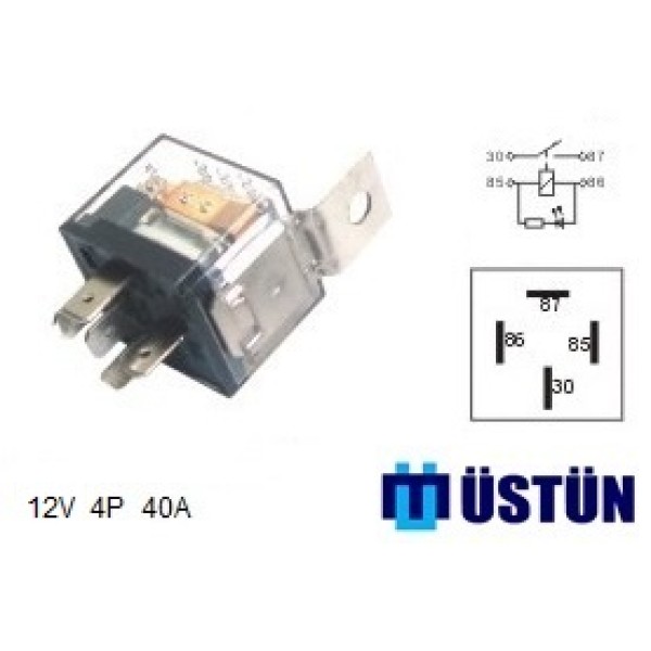 MİNİ ROLE ŞEFFAF 12V 4P 40A   (1 PAKET = 5 ADET)