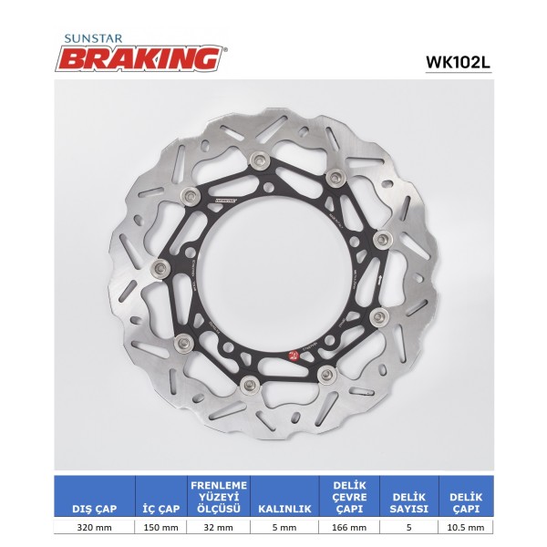 TRIUMPH SPEED TRIPLE 1050 / TROPHY 1215 DALGALI ÖN PERFORMANS FREN DİSKİ (SOL) TRIUMPH SPEED TRIPLE 1050 / TROPHY 1215 DALGALI ÖN PERFORMANS FREN DİSKİ (SOL)