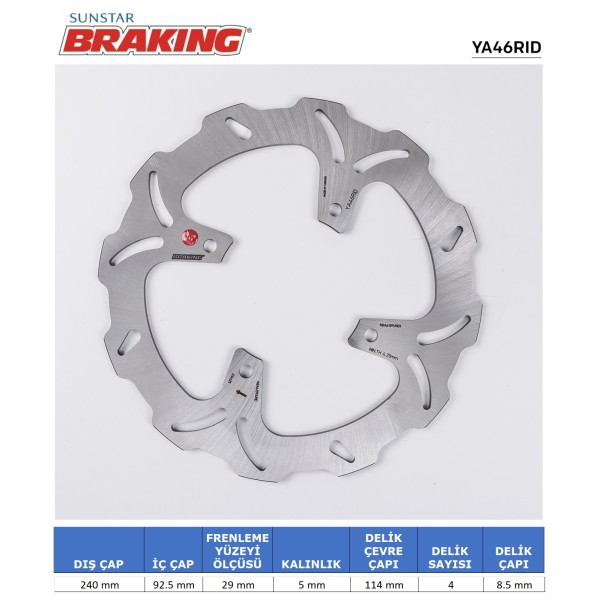 YAMAHA X-MAX 250 / X-CITY DALGALI ARKA FREN DİSKİ (4 DELİK)