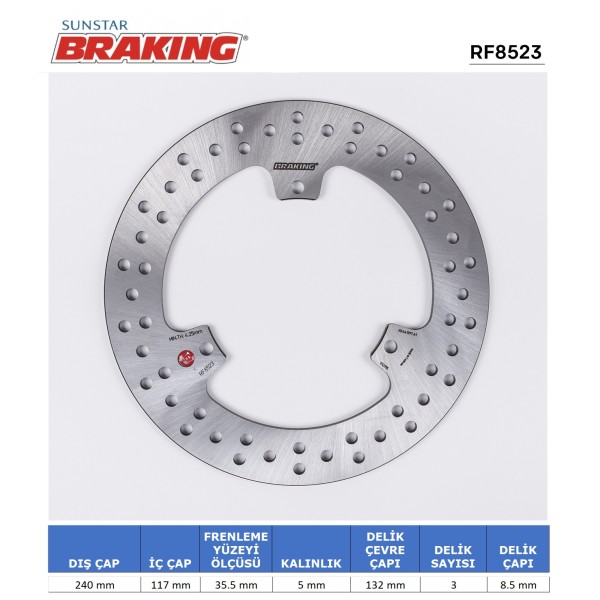 YAMAHA X-MAX 250 YUVARLAK ARKA FREN DİSKİ ( 3 DELİK ) YAMAHA X-MAX 250 YUVARLAK ARKA FREN DİSKİ ( 3 DELİK )