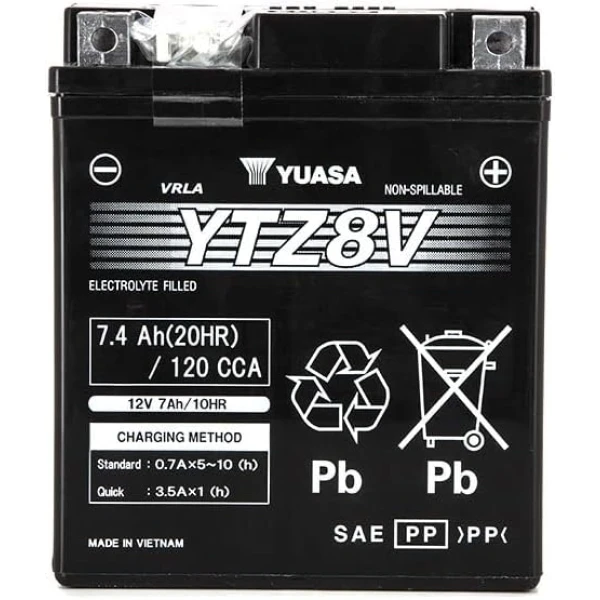 Yuasa Ytz8V Yamaha X-Max 300 12V7Ah Bakımsız Motosiklet Aküsü