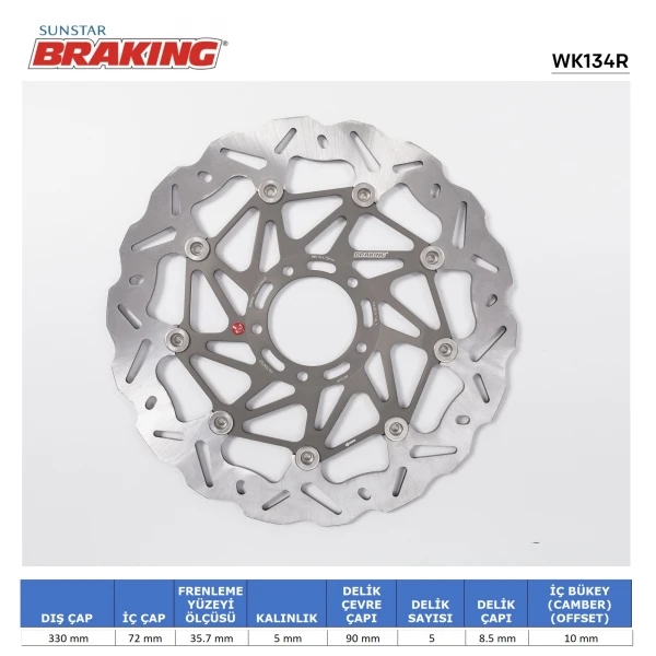 Ducati Moster 1200 / Multistrada 1200-1260 S / Pikespeak Dalgali Ön Performans Fren Di̇ski̇ (Sağ) Ducati Moster 1200 / Multistrada 1200-1260 S / Pikespeak Dalgali Ön Performans Fren Di̇ski̇ (Sağ)