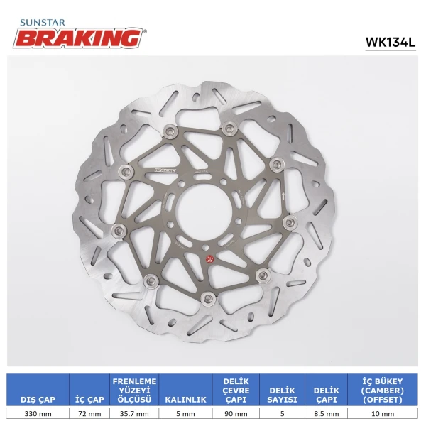 Ducati Moster 1200 / Multistrada 1200-1260 S / Pikespeak Dalgali Ön Performans Fren Di̇ski̇ (Sol) Ducati Moster 1200 / Multistrada 1200-1260 S / Pikespeak Dalgali Ön Performans Fren Di̇ski̇ (Sol)