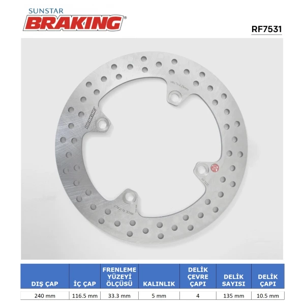 Honda Cbf 500-600-1000 / X-Adv 750 / Cbr 600 F Yuvarlak Arka Fren Di̇ski̇