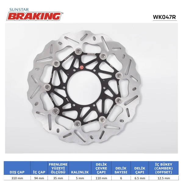 Honda Cbr 600 Rr / Cb 1000 R Dalgali Ön Performans Fren Di̇ski̇ (Sağ)