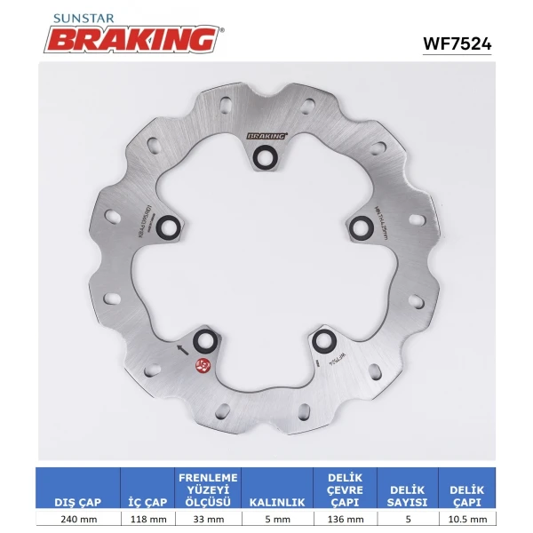 Honda Nc 700-750 / Bmw G 310 R / Gs Dalgali Arka Fren Di̇ski̇ Honda Nc 700-750 / Bmw G 310 R / Gs Dalgali Arka Fren Di̇ski̇