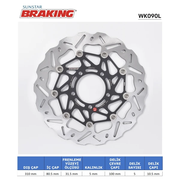 Kawasaki Dalgali Ön Performans Fren Di̇ski̇ (Sol)