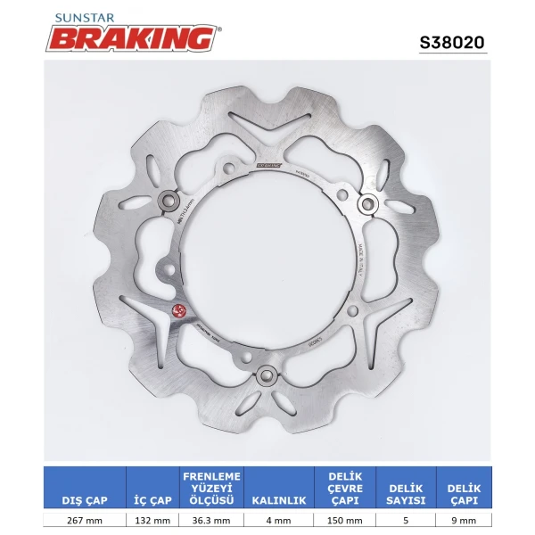 Yamaha Majesty 400 / T-Max 530-560 Dalgali Ön Fren Di̇ski̇