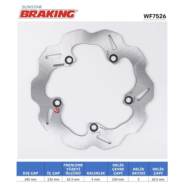 Yamaha Mt-07 / Xsr 700 / Xtz 700 / Mt-09 / Xsr 900 Dalgali Arka Fren Di̇ski̇ Yamaha Mt-07 / Xsr 700 / Xtz 700 / Mt-09 / Xsr 900 Dalgali Arka Fren Di̇ski̇