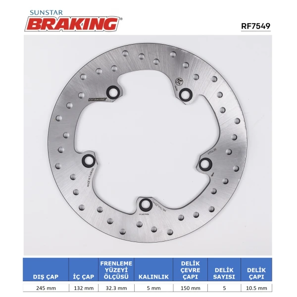 Yamaha Mt-07 / Xsr / Mt-09 / Xsr / Xtz 700 Yuvarlak Arka Fren Di̇ski̇ Yamaha Mt-07 / Xsr / Mt-09 / Xsr / Xtz 700 Yuvarlak Arka Fren Di̇ski̇